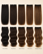 4 Clip Hair Volumiser, Clip-In Volume Set - colour and texture chart
