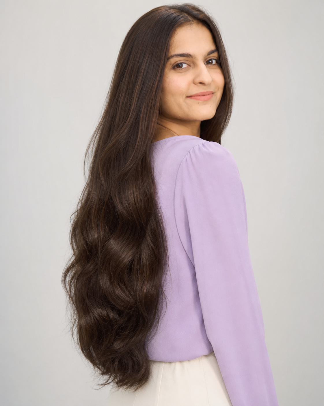 7 Piece Clip-In Hair Extension Set, Full Volume - side and back view