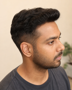 Australian Front Lace Hair Patch for Men, Durable Base - close-up of the temple blend