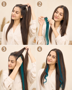Clip-In Highlight Strands, Coloured Hair Streaks - step by step how to use guide