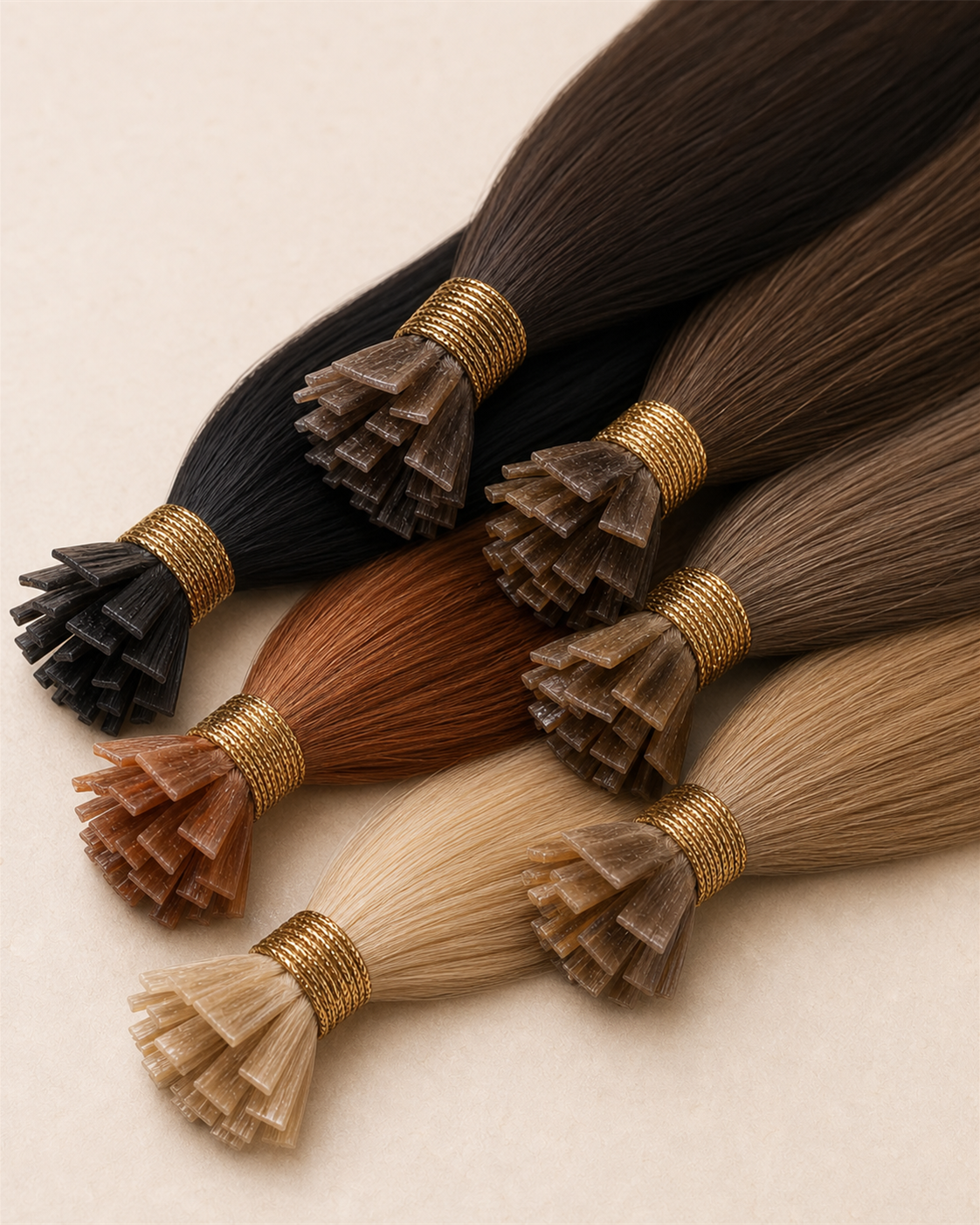 Flat Tip Keratin Hair Extensions, 100% Human Hair - flat tip attachment detail