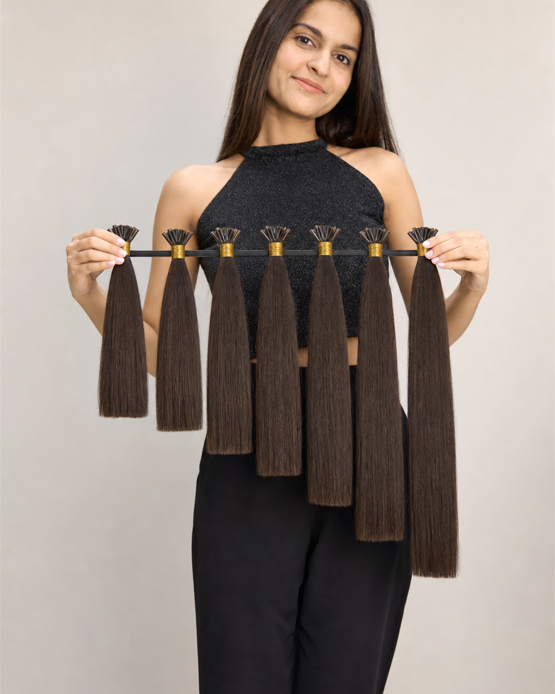 Flat Tip Keratin Hair Extensions, 100% Human Hair - length comparison