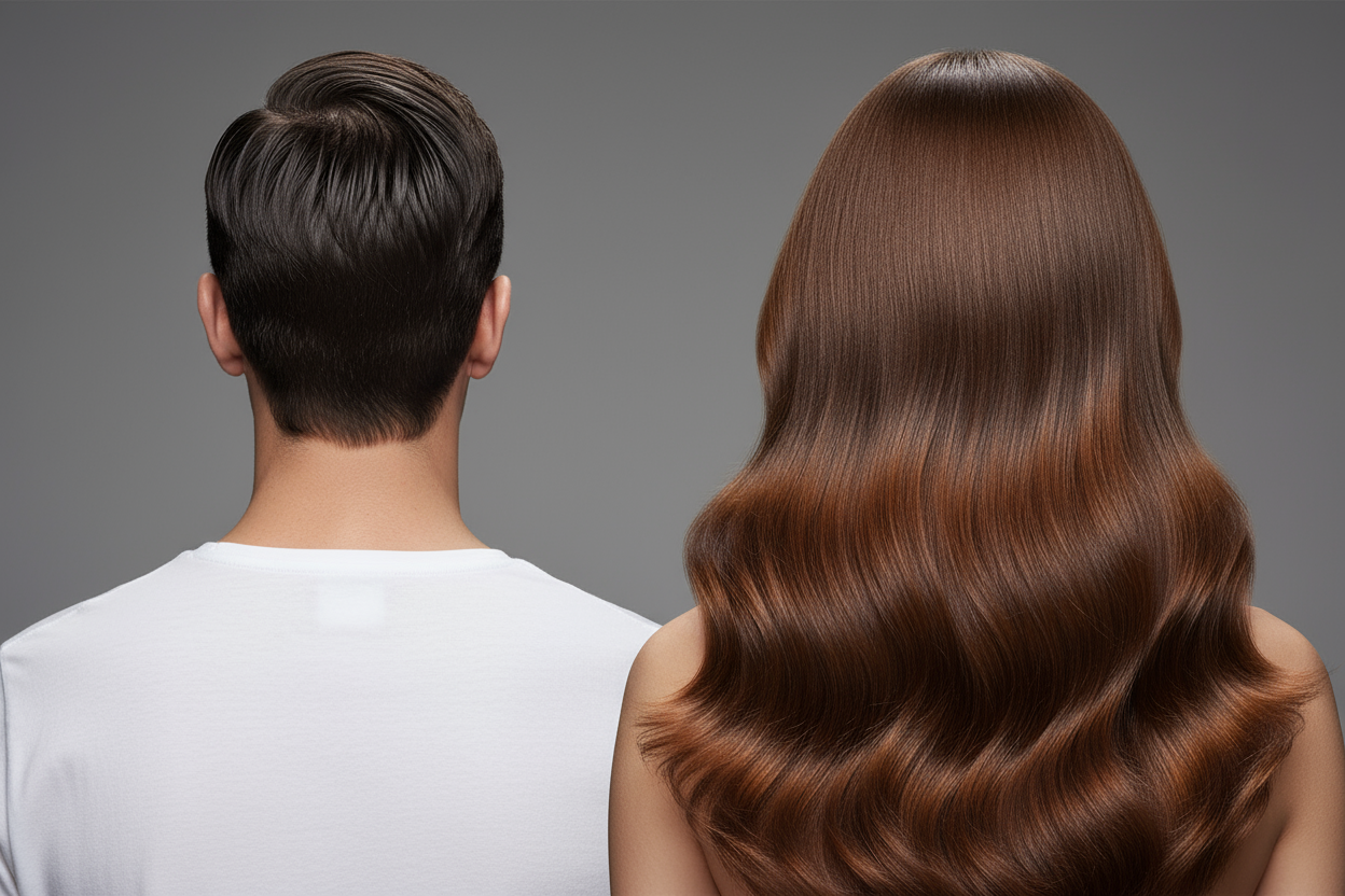 flawless hair male and female facing back