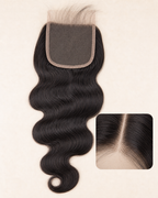 Hair Closures & Frontals, 100% Human Hair - close-up of the lace base