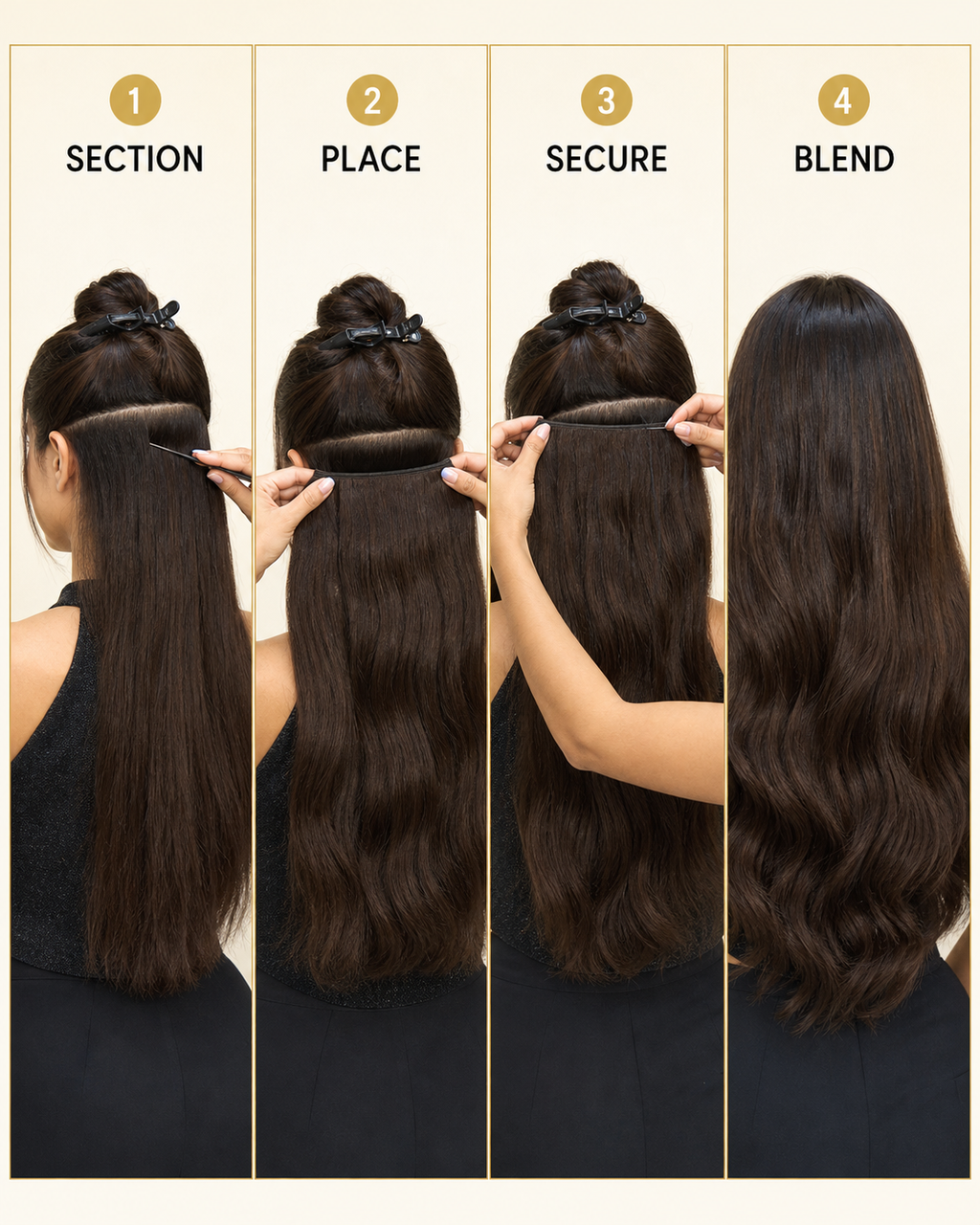 Human Hair Weft, Bulk Hair for Extensions - step by step how to use guide