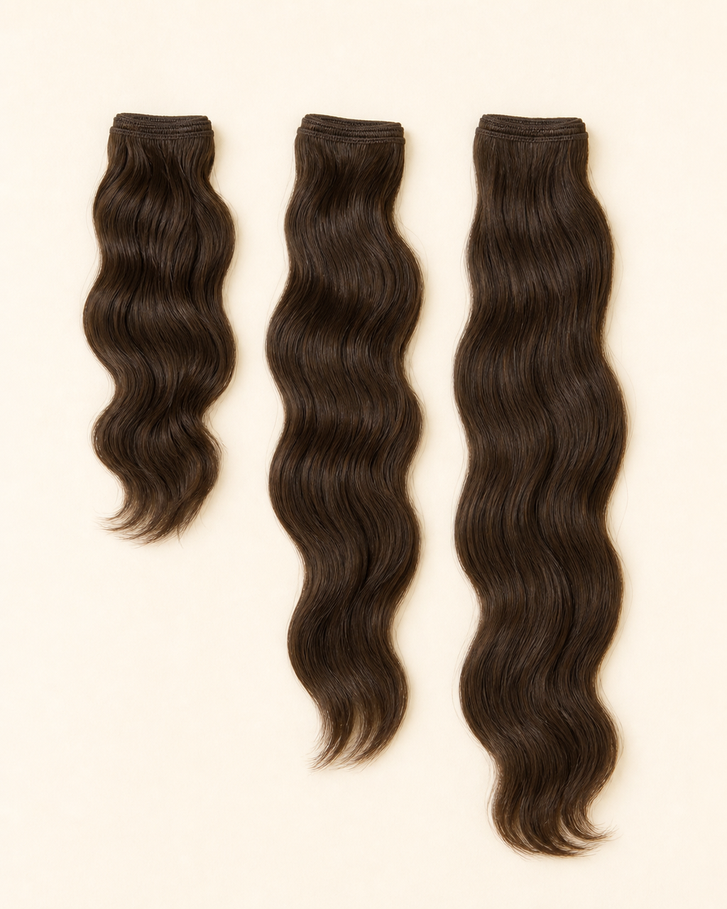 Human Hair Weft, Bulk Hair for Extensions - length comparison