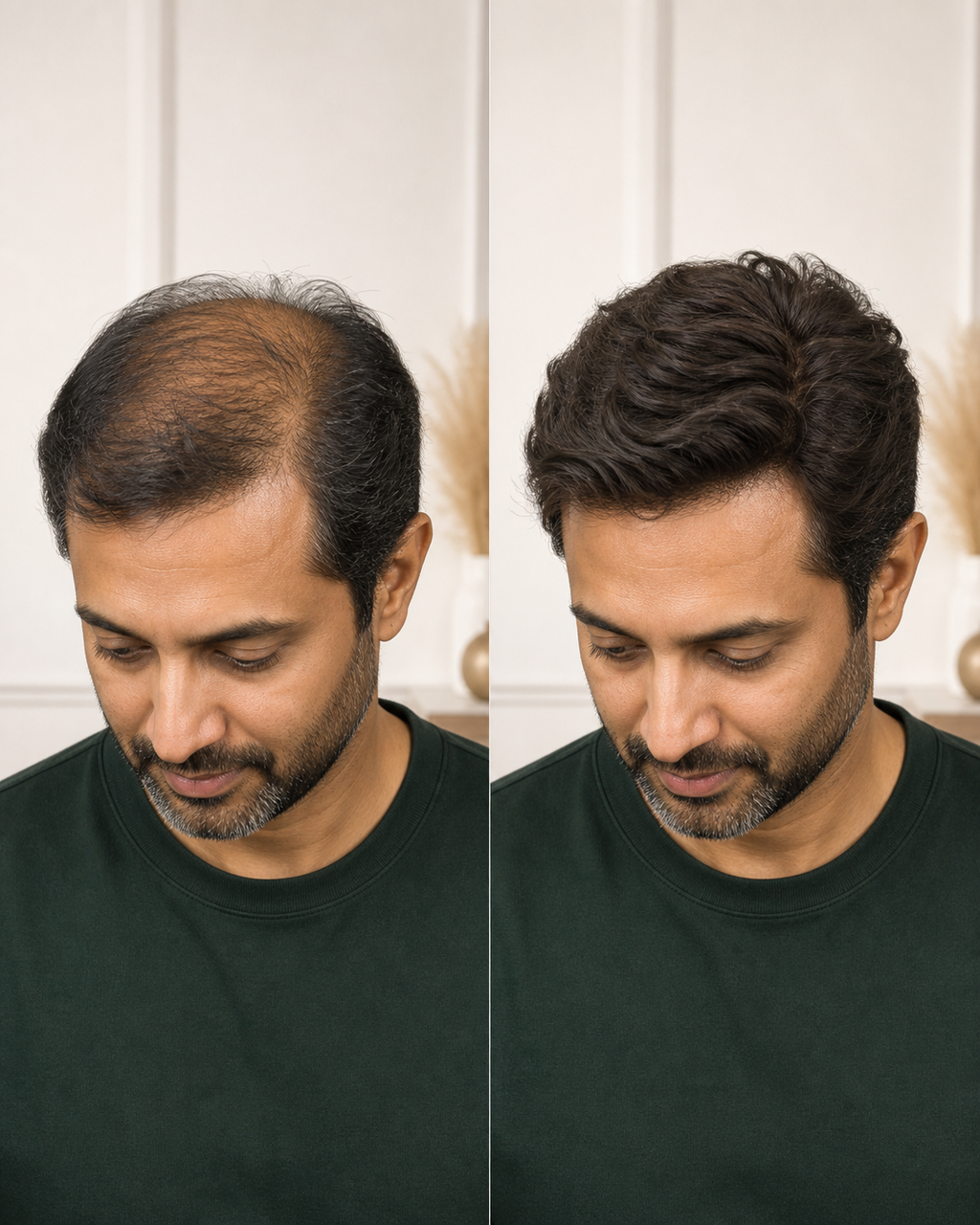 Luxury Mirage Hair Patch for Men, Premium Silk Base - before and after result