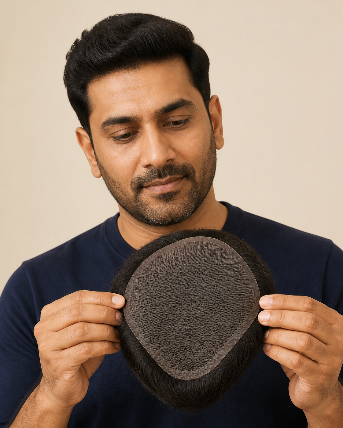 Monofilament Hair Patch for Men, Breathable Mono Base - held in hand