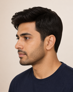 Monofilament Hair Patch for Men, Breathable Mono Base - close-up of the temple blend