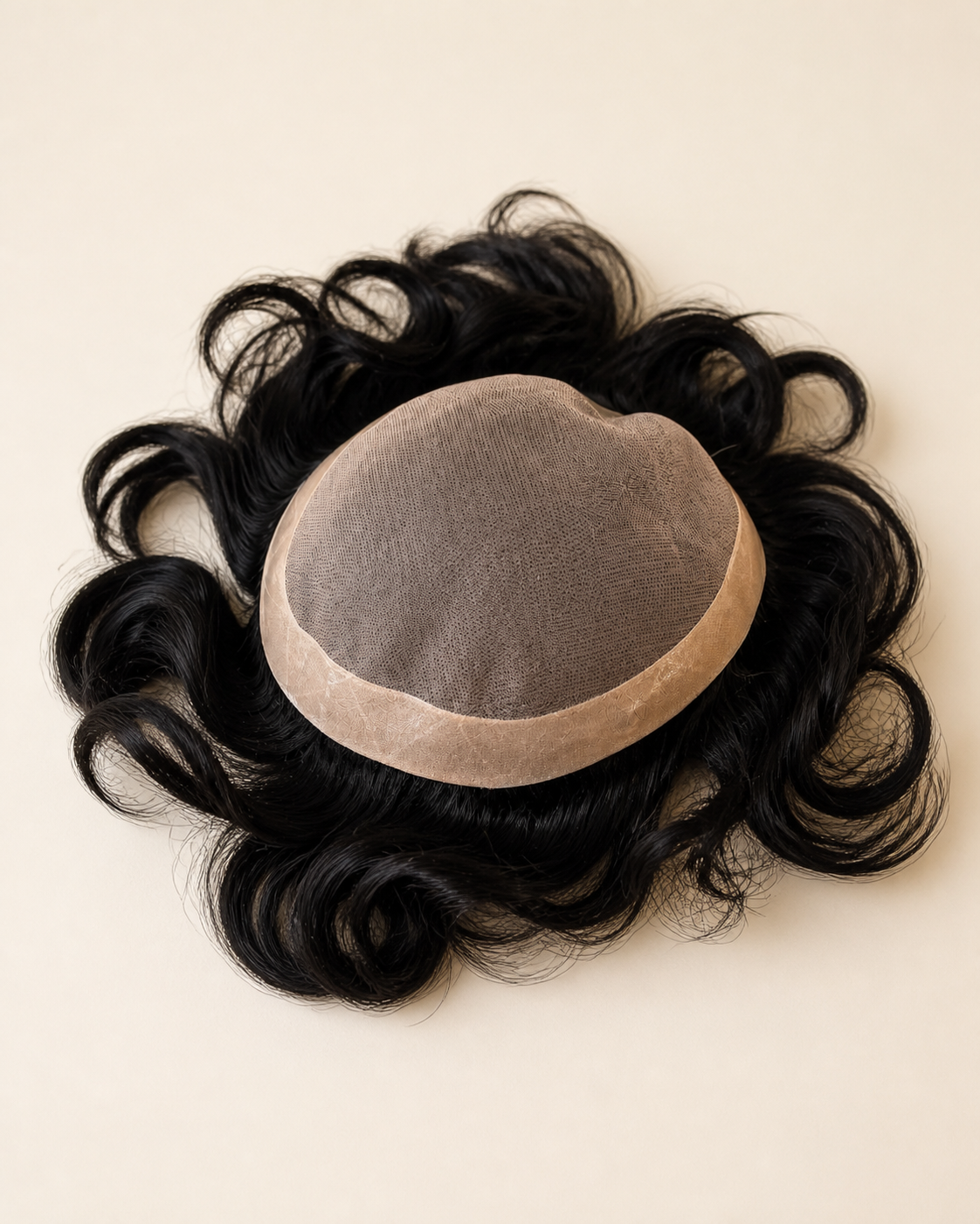 Premium Mono Hair Patch for Men, 100% Human Hair - close-up of the base construction