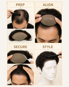 Silk Base Hair Patch for Men, Realistic Scalp Look - step by step how to use guide