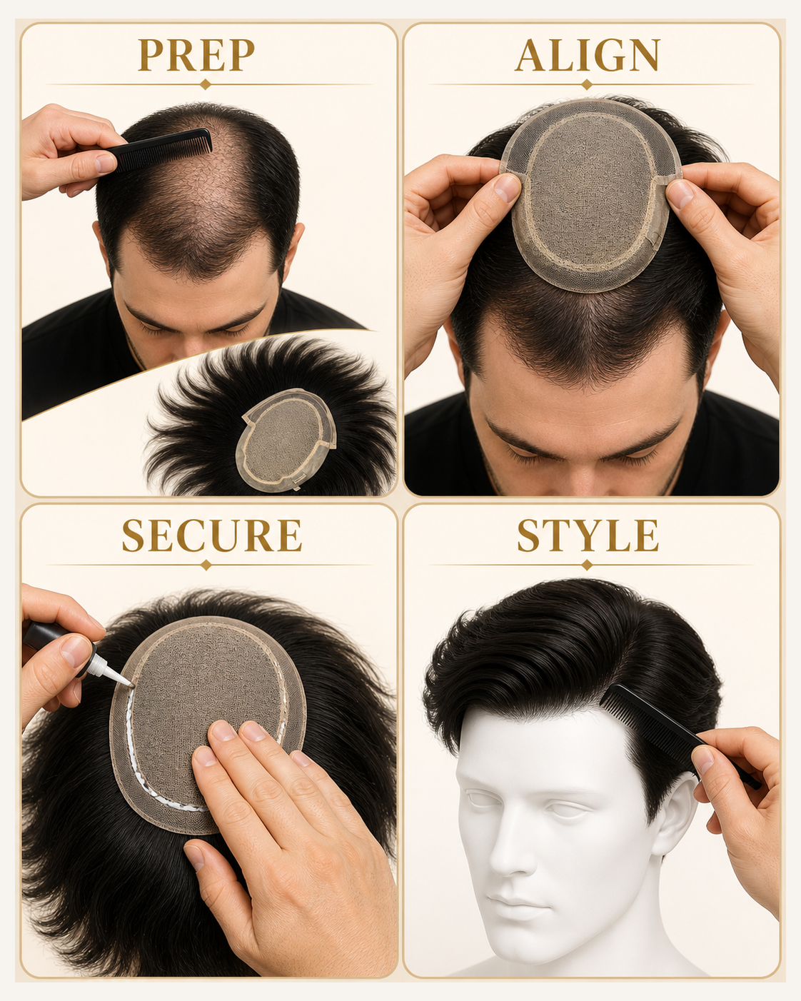 Silk Mirage Hair Patch for Men, Realistic Scalp - step by step how to use guide