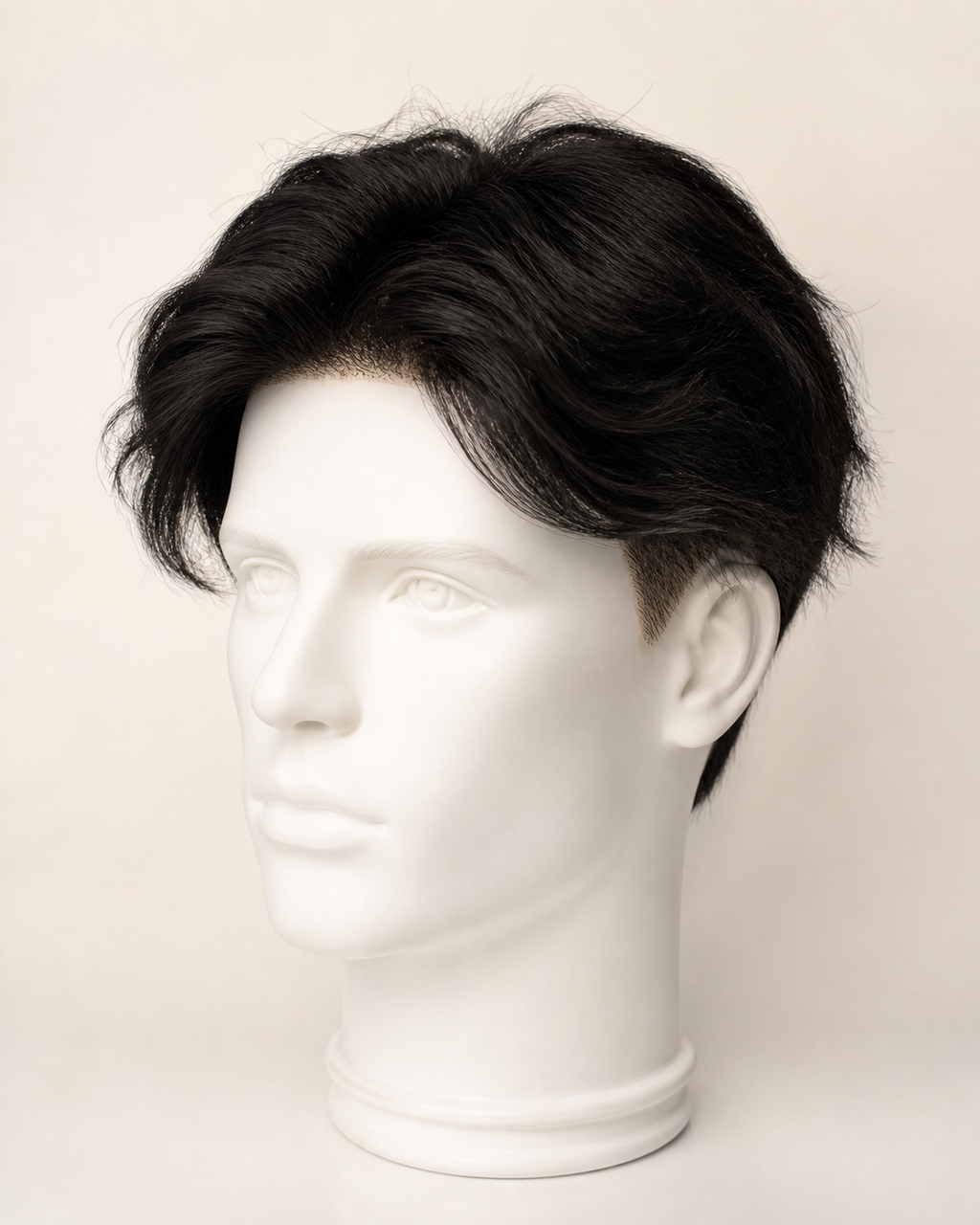 Silk Mirage Hair Patch for Men, Realistic Scalp - fitted on a mannequin