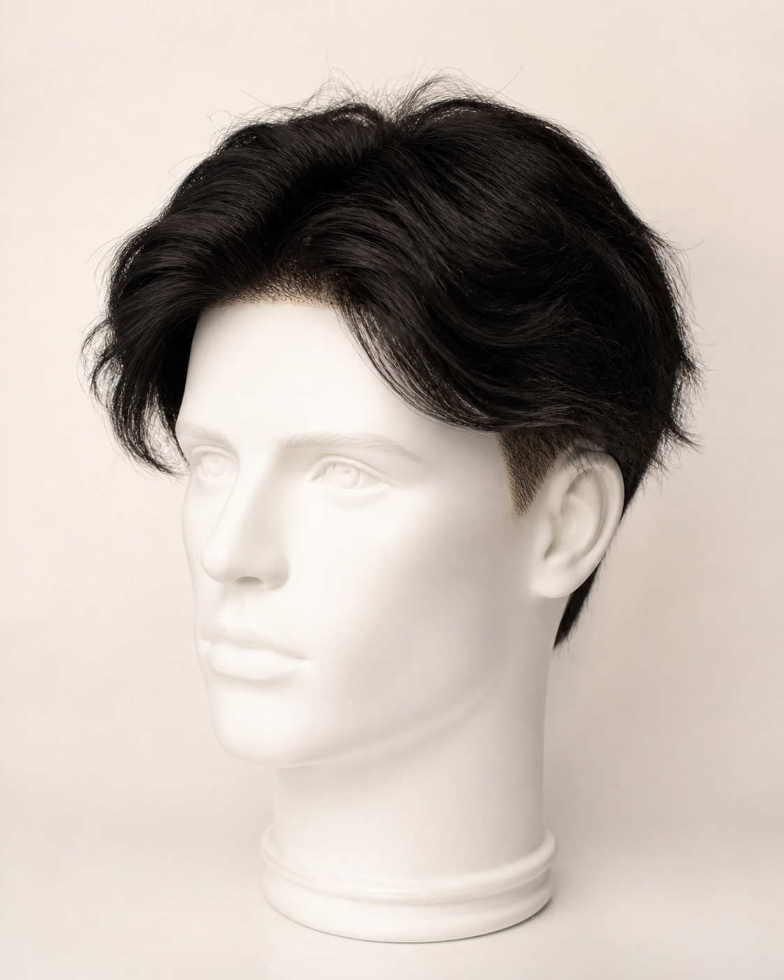 Silk Mirage Hair Patch for Men, Realistic Scalp - fitted on a mannequin
