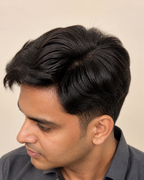 Silk Mirage Hair Patch for Men, Realistic Scalp - close-up of the temple blend