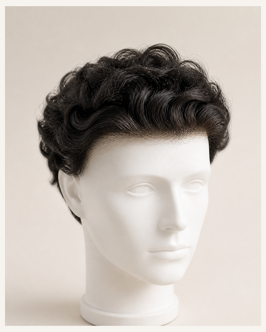 Swiss Full Lace Hair Patch for Men, Undetectable Hairline - fitted on a mannequin