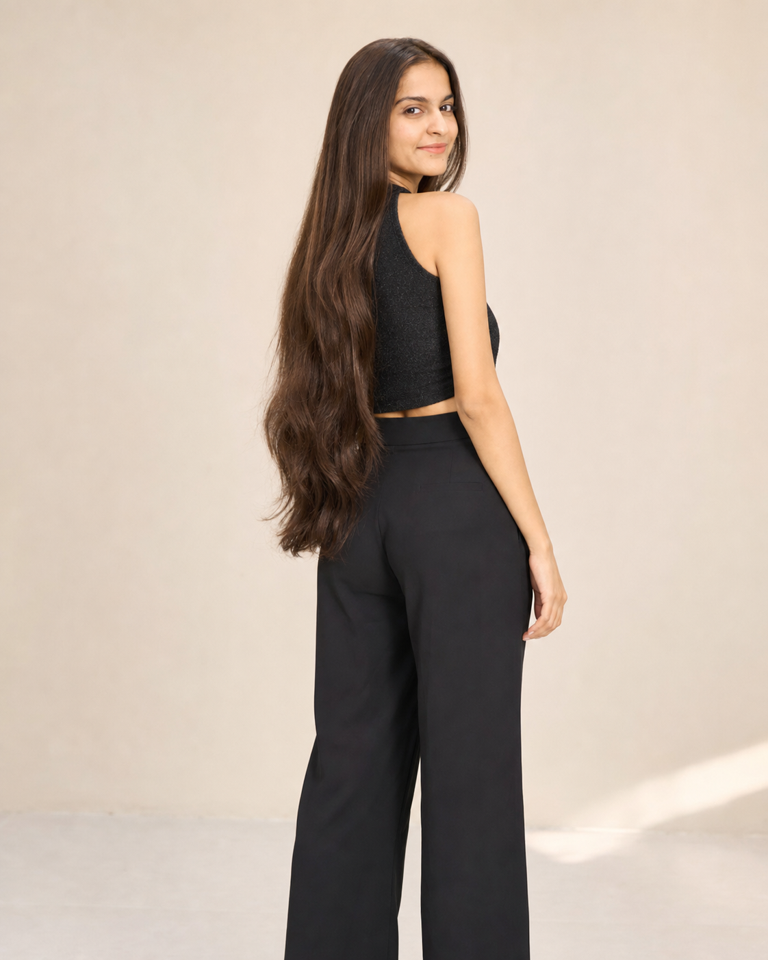 U-Tip Keratin Hair Extensions, 100% Human Hair - worn result on model