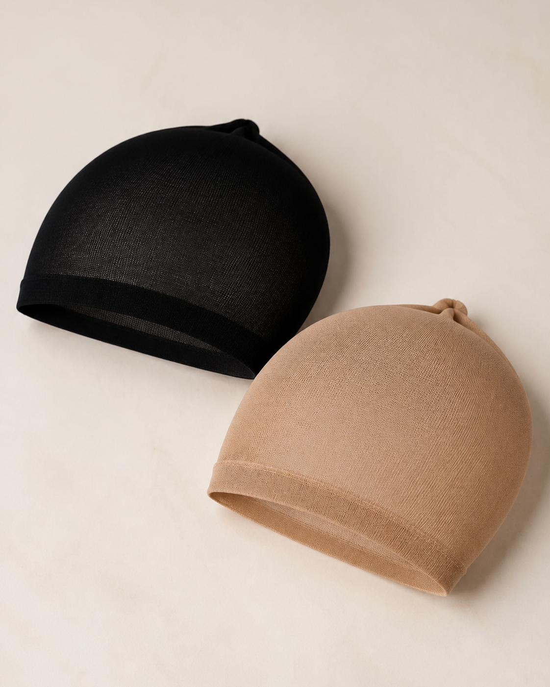 Black and nude beige breathable stocking wig caps