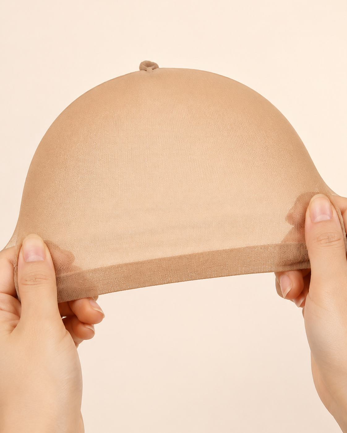Nude beige wig cap breathable stretch material detail